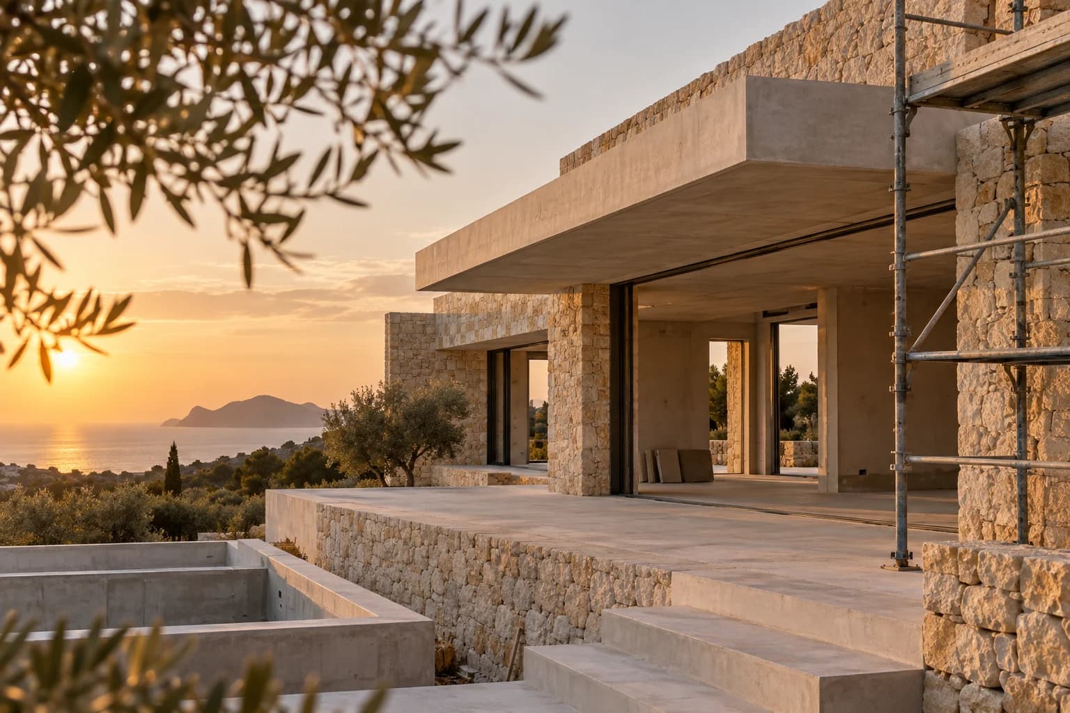 Moderne Villa mit Pool und mediterraner Landschaft