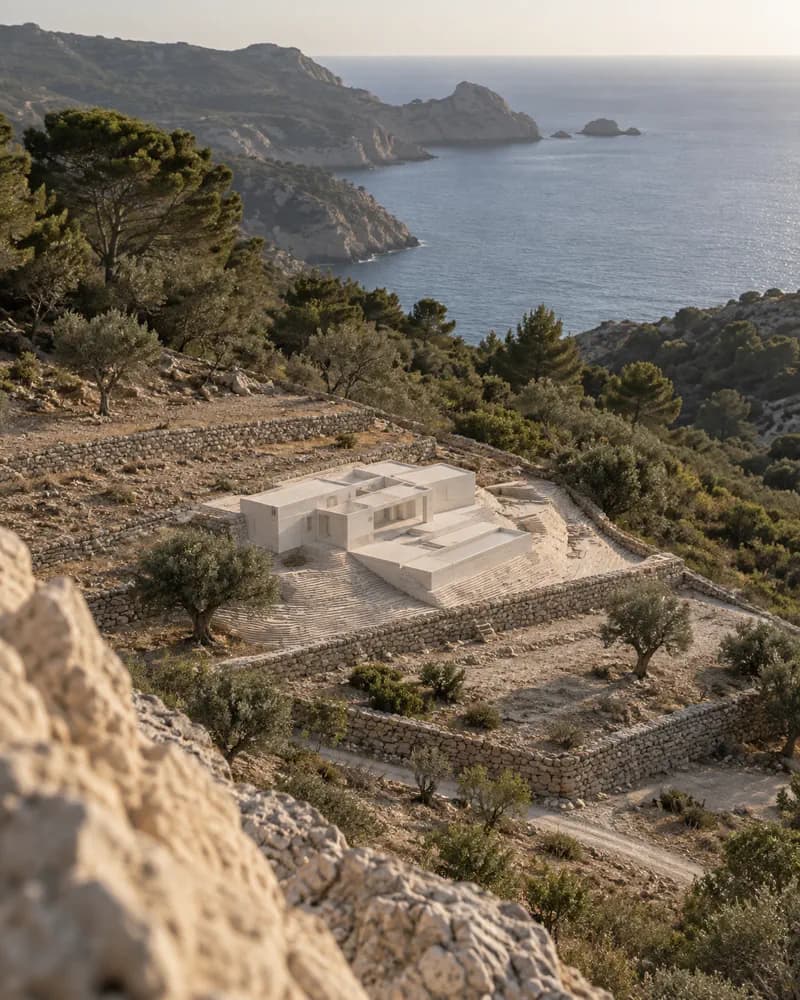 Küstengrundstück auf Ibiza mit topografischem Architekturmodell