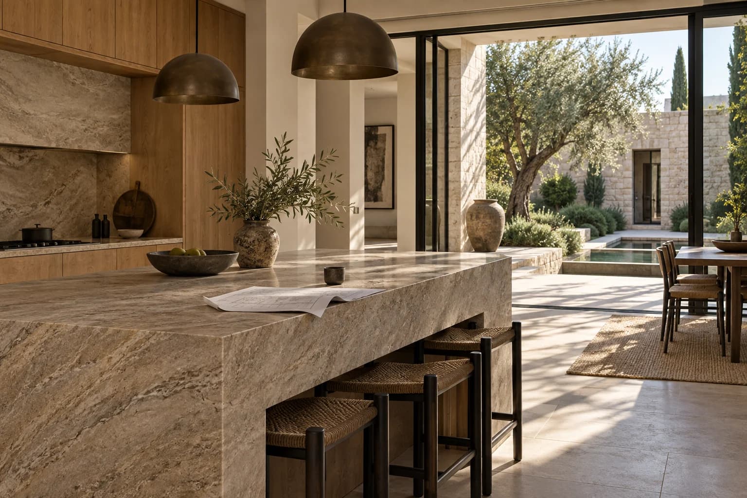 Materialien und Architekturdetail eines hochwertigen Interieurs